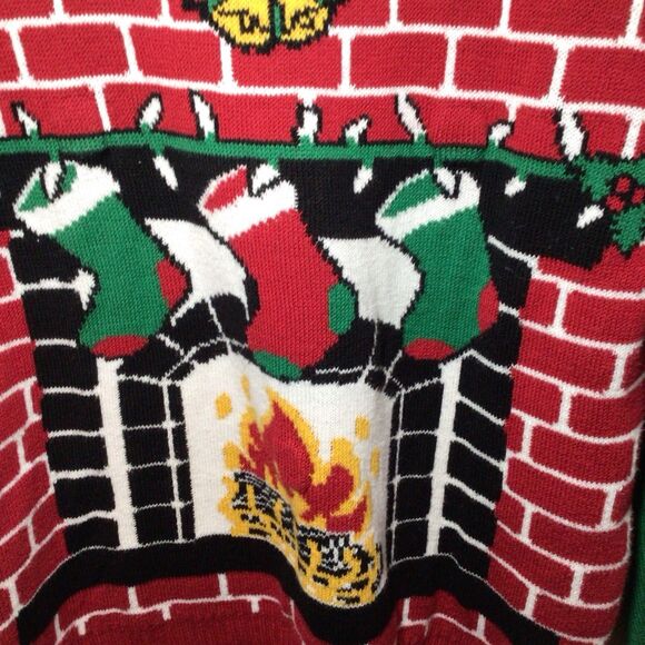 Ugly Christmas Sweater Brand Christmas Fireplace Large Ugly Sweater - Picture 6 of 16